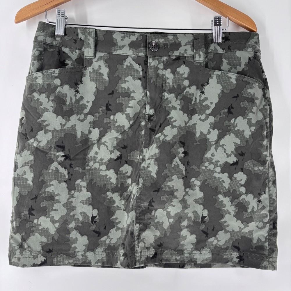 Eddie‎ Bauer Travex Skort Womens 8 Green Grey Camo Stretch Hiking Outdoor Skirt